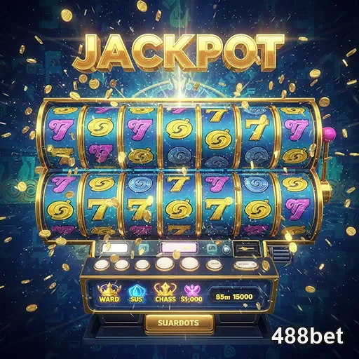 Imagem de uma máquina de caça-níqueis com o logo 488bet, destacando jogos de slots online no site 488bet.